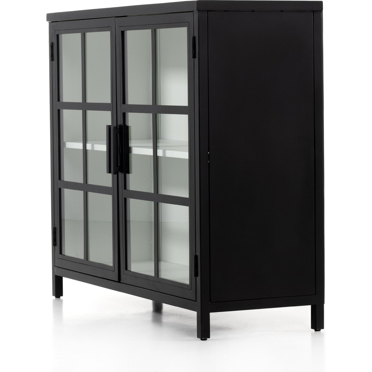 027 SI-1797976 | Additional Silo | Lexington Small Cabinet by Four Hands in black, tempered glass, white. Made from iron in a modern style.