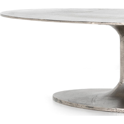Simone Oval Coffee Table by Four Hands. Made from aluminum in a modern style.