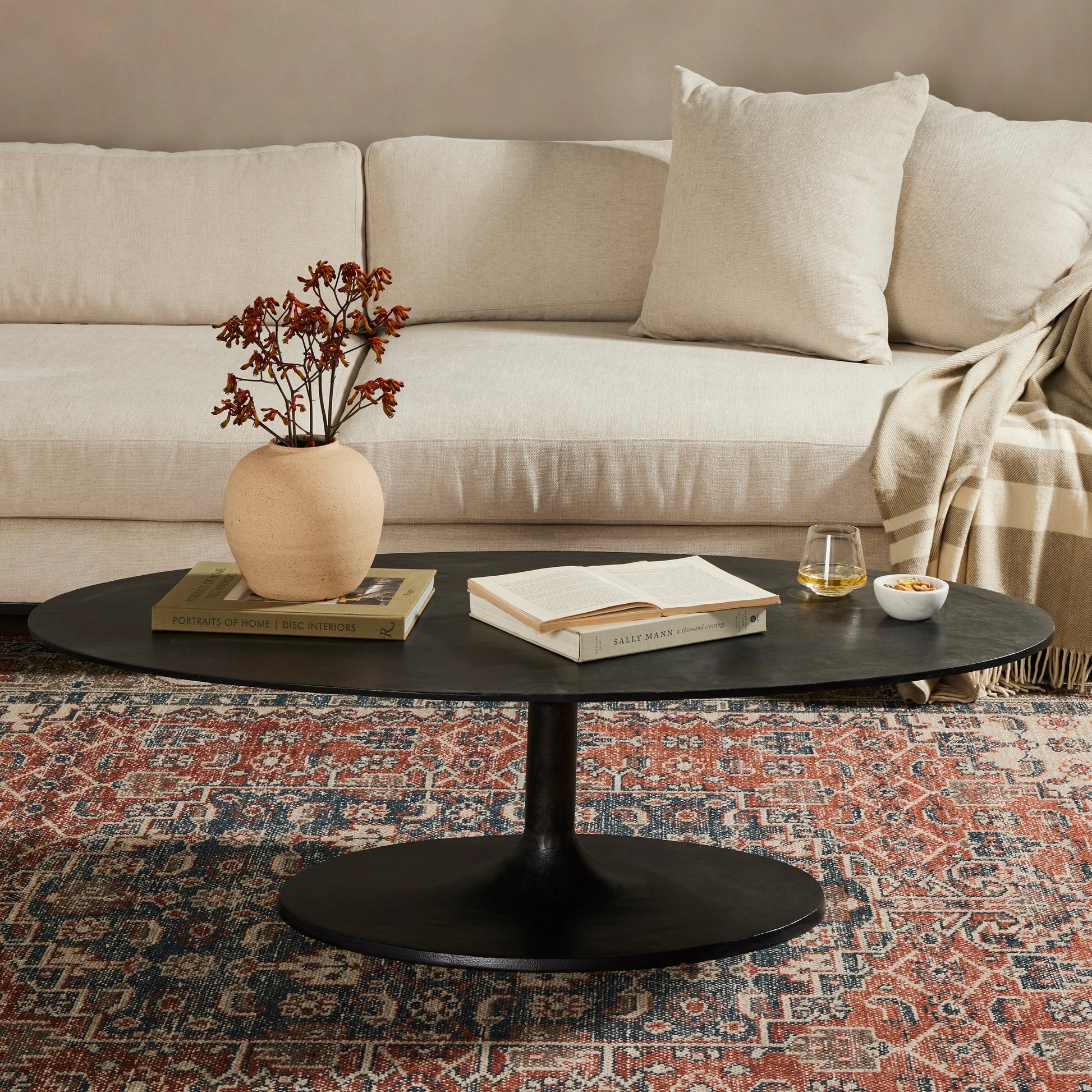 Simone Oval Coffee Table by Four Hands. Made from aluminum in a modern style.