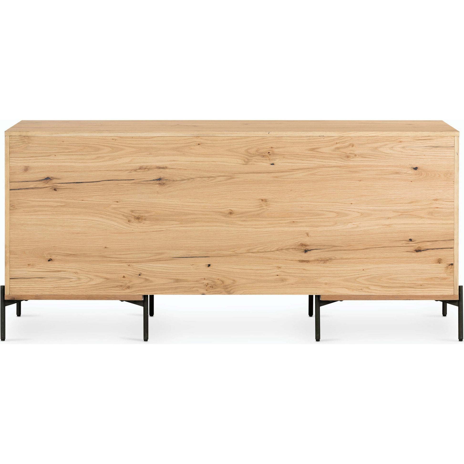 Eaton Executive Desk by Four Hands in light oak, dark gunmetal. Made from thick oak veneer, iron in a modern style.