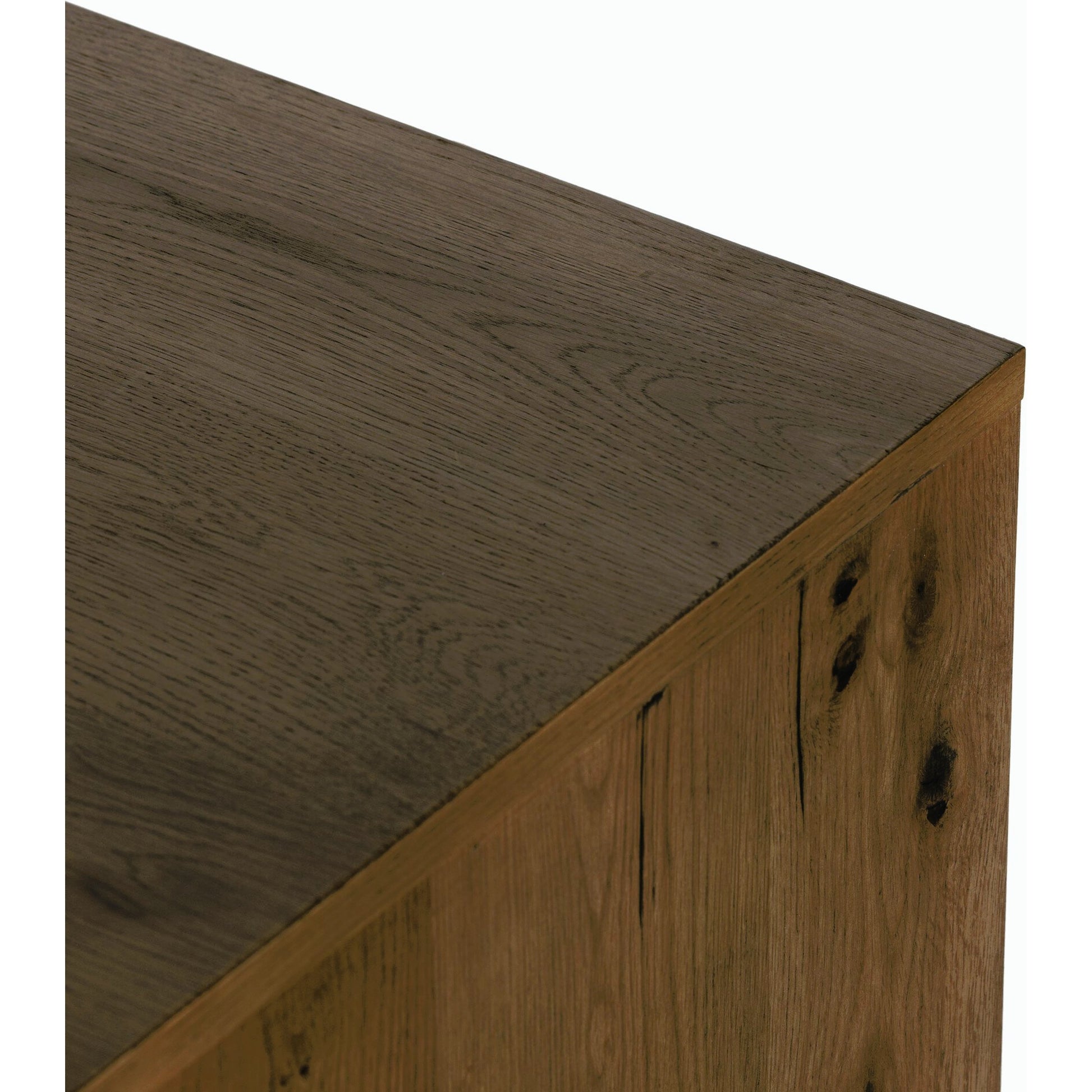 Eaton Executive Desk by Four Hands in light oak, dark gunmetal. Made from thick oak veneer, iron in a modern style.