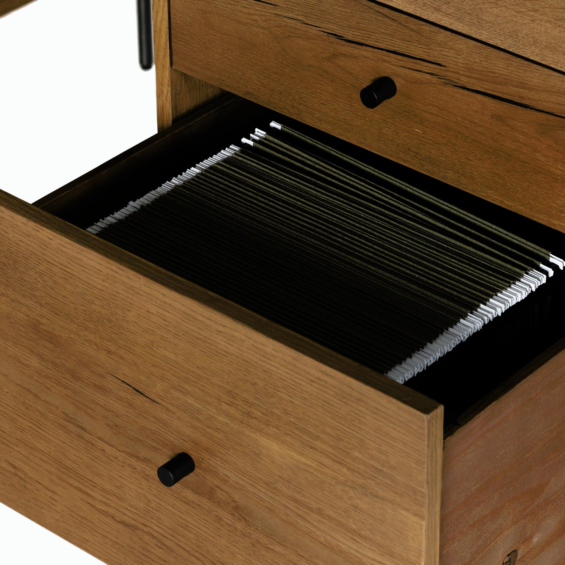 Eaton Executive Desk by Four Hands in light oak, dark gunmetal. Made from thick oak veneer, iron in a modern style.