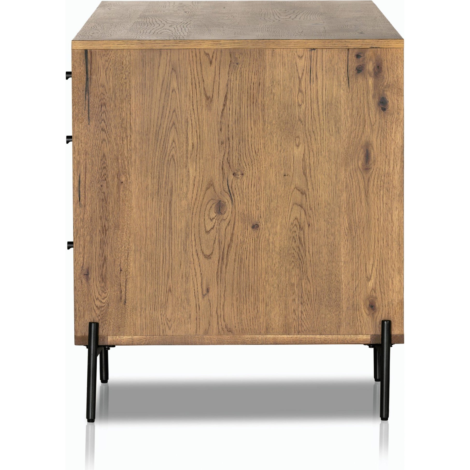 Eaton Executive Desk by Four Hands in light oak, dark gunmetal. Made from thick oak veneer, iron in a modern style.