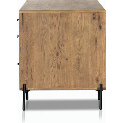 Eaton Executive Desk by Four Hands in light oak, dark gunmetal. Made from thick oak veneer, iron in a modern style.