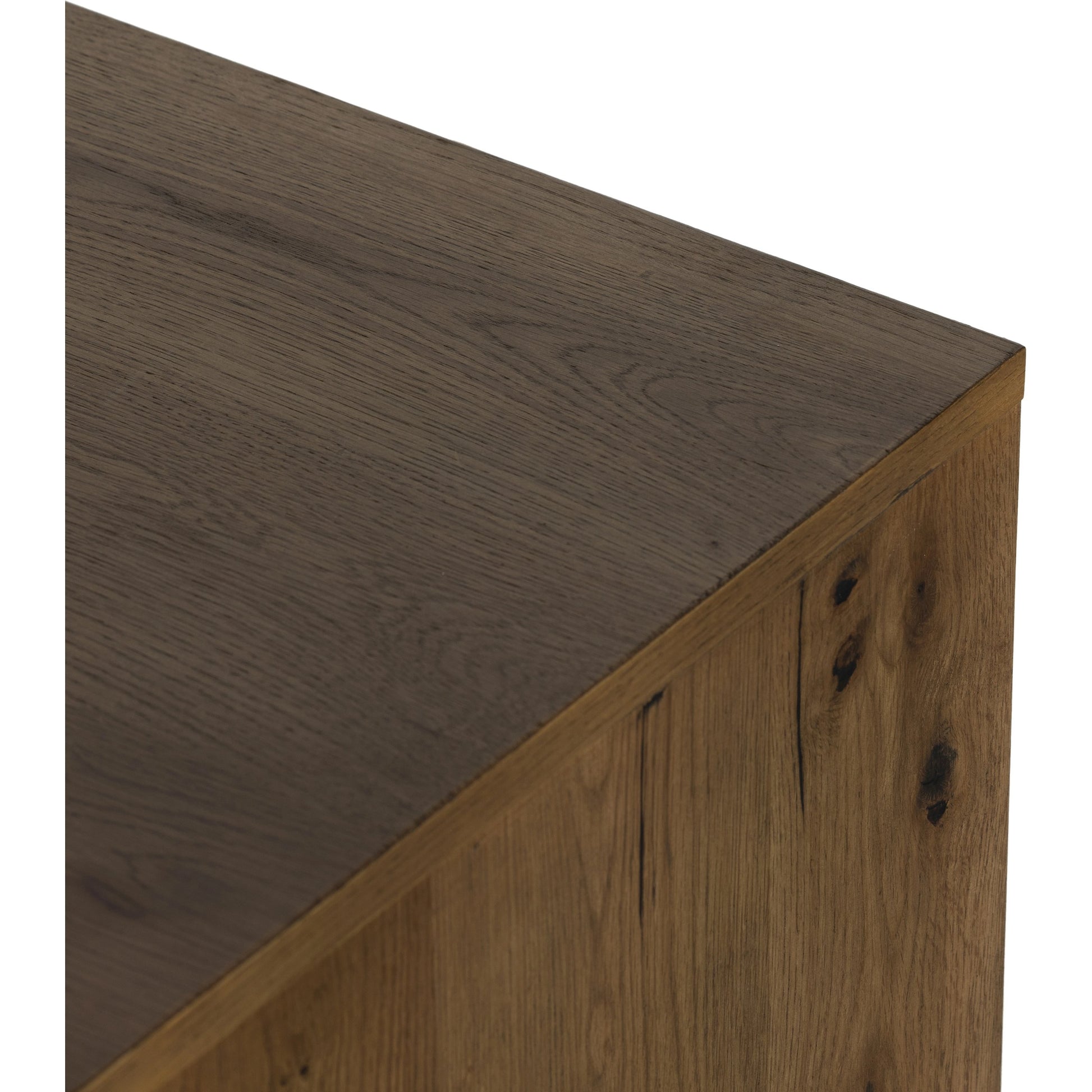 Eaton Executive Desk by Four Hands in light oak, dark gunmetal. Made from thick oak veneer, iron in a modern style.