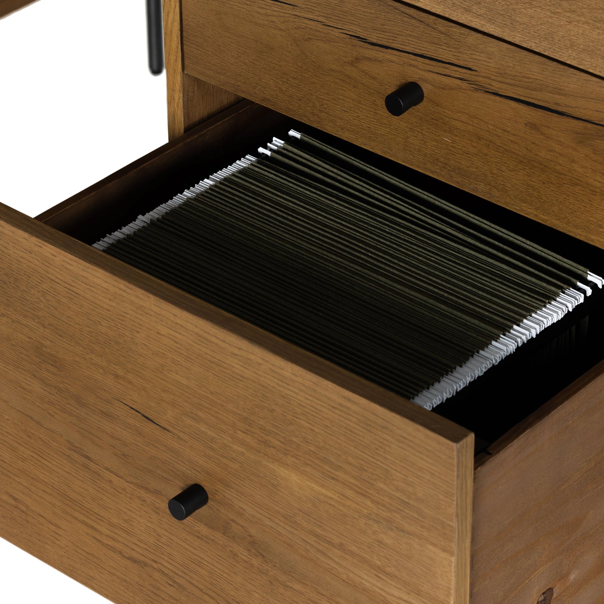 Eaton Executive Desk by Four Hands in light oak, dark gunmetal. Made from thick oak veneer, iron in a modern style.