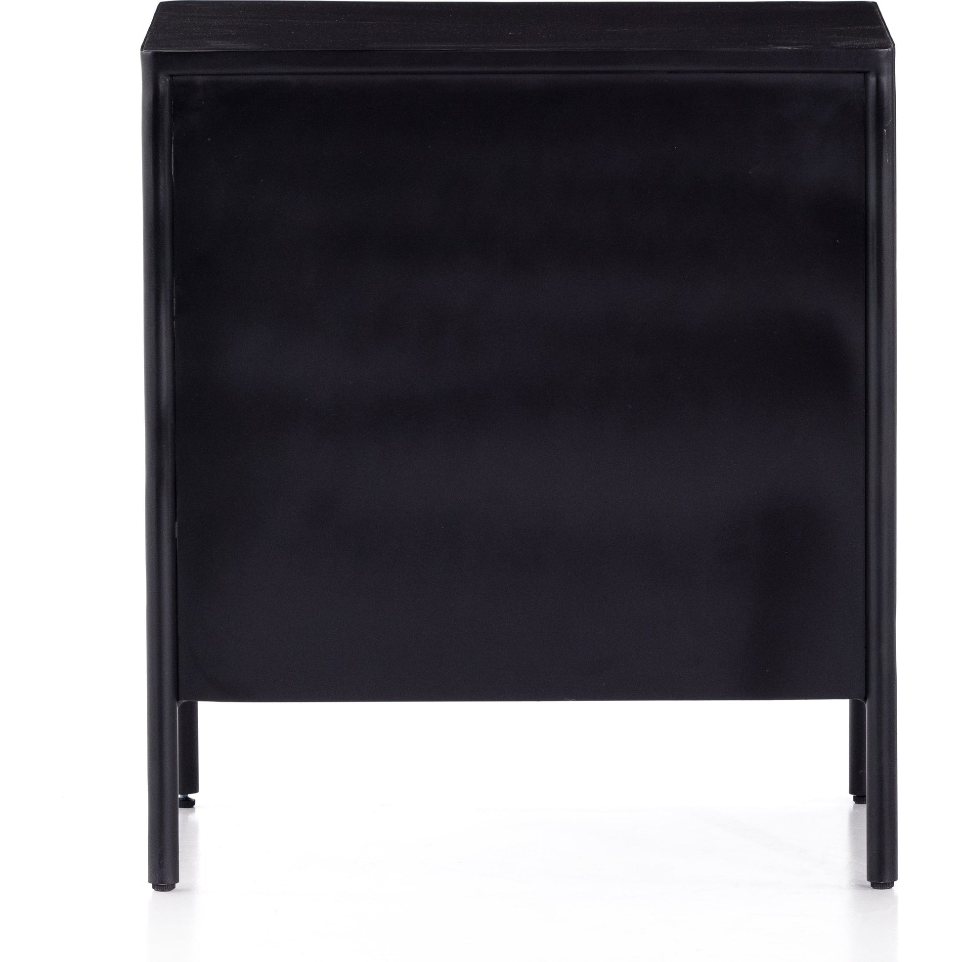Soto Nightstand by Four Hands in black, weathered bronze and black. Made from iron in a modern style.