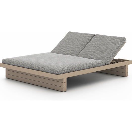 Leroy Outdoor Double Chaise by Four Hands. Made from 100% olefin, solid fsc®-certified teak, 100% polypropylene in a modern style.