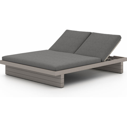 Leroy Outdoor Double Chaise by Four Hands. Made from 100% olefin, solid fsc®-certified teak, 100% polypropylene in a modern style.
