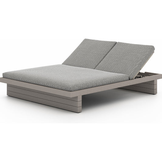 Leroy Outdoor Double Chaise by Four Hands. Made from 100% olefin, solid fsc®-certified teak, 100% polypropylene in a modern style.