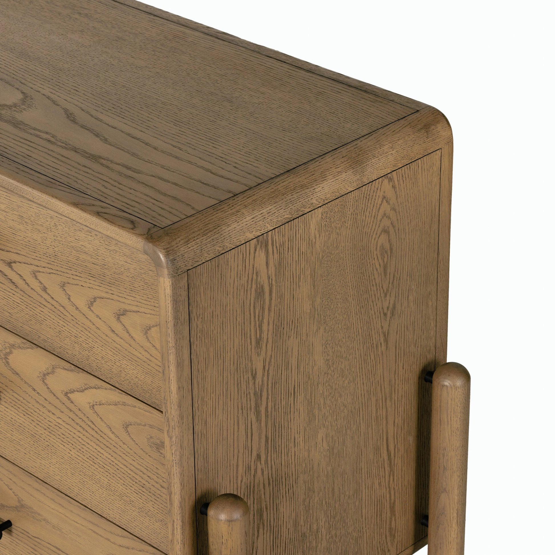 Caroline 6 Drawer Dresser by Four Hands in smoked oak, gunmetal grey. Made from oak veneer, solid oak in a modern style.
