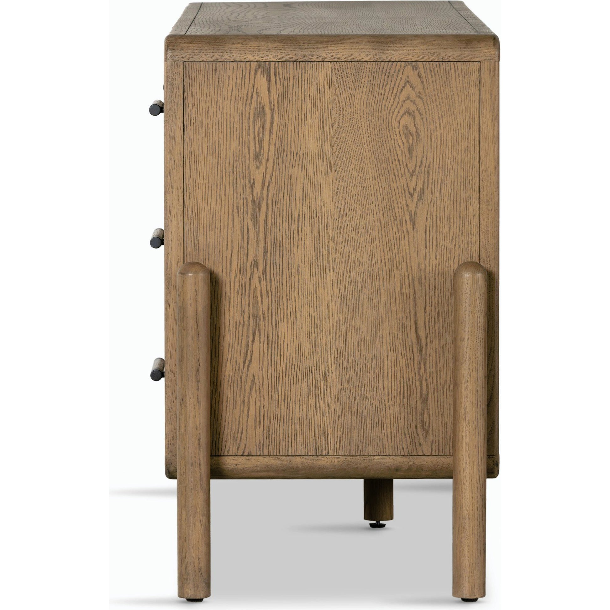 Caroline 6 Drawer Dresser by Four Hands in smoked oak, gunmetal grey. Made from oak veneer, solid oak in a modern style.