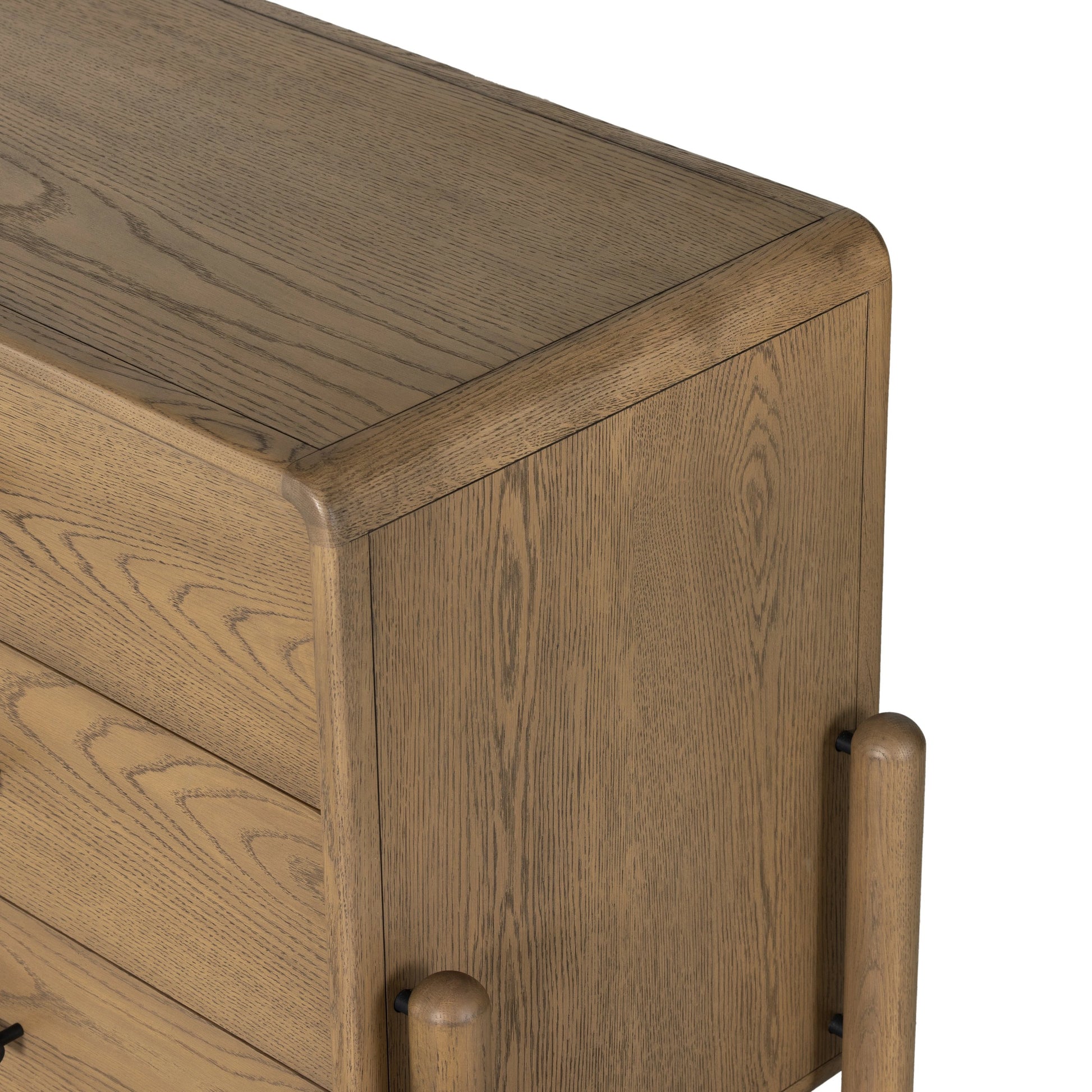Caroline 6 Drawer Dresser by Four Hands in smoked oak, gunmetal grey. Made from oak veneer, solid oak in a modern style.