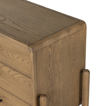Caroline 6 Drawer Dresser by Four Hands in smoked oak, gunmetal grey. Made from oak veneer, solid oak in a modern style.