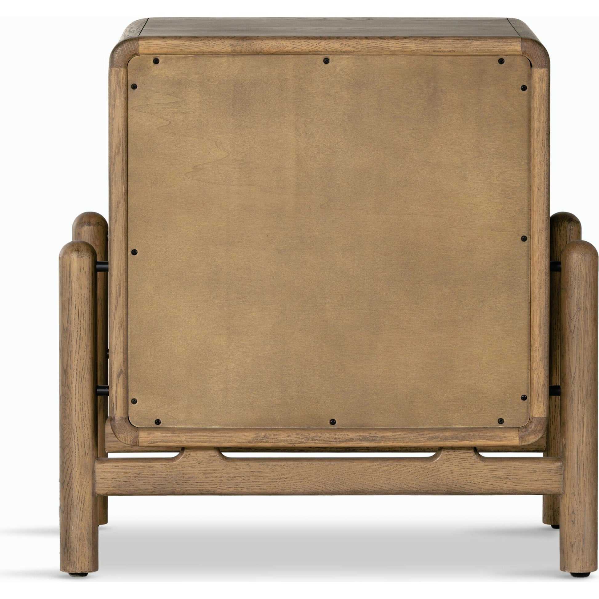 Caroline Nightstand by Four Hands in smoked oak, gunmetal grey. Made from oak veneer, solid oak in a modern style.