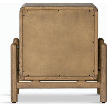 Caroline Nightstand by Four Hands in smoked oak, gunmetal grey. Made from oak veneer, solid oak in a modern style.