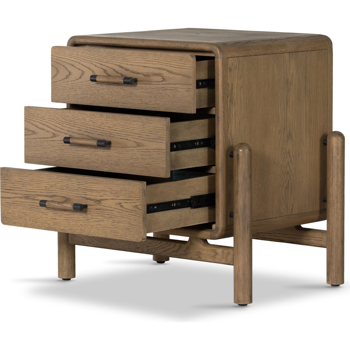 005 SI-1977175 | Additional Silo | Caroline Nightstand by Four Hands in smoked oak, gunmetal grey. Made from oak veneer, solid oak in a modern style.