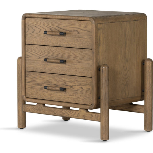 001 SI-1977175 | Additional Silo | Caroline Nightstand by Four Hands in smoked oak, gunmetal grey. Made from oak veneer, solid oak in a modern style.