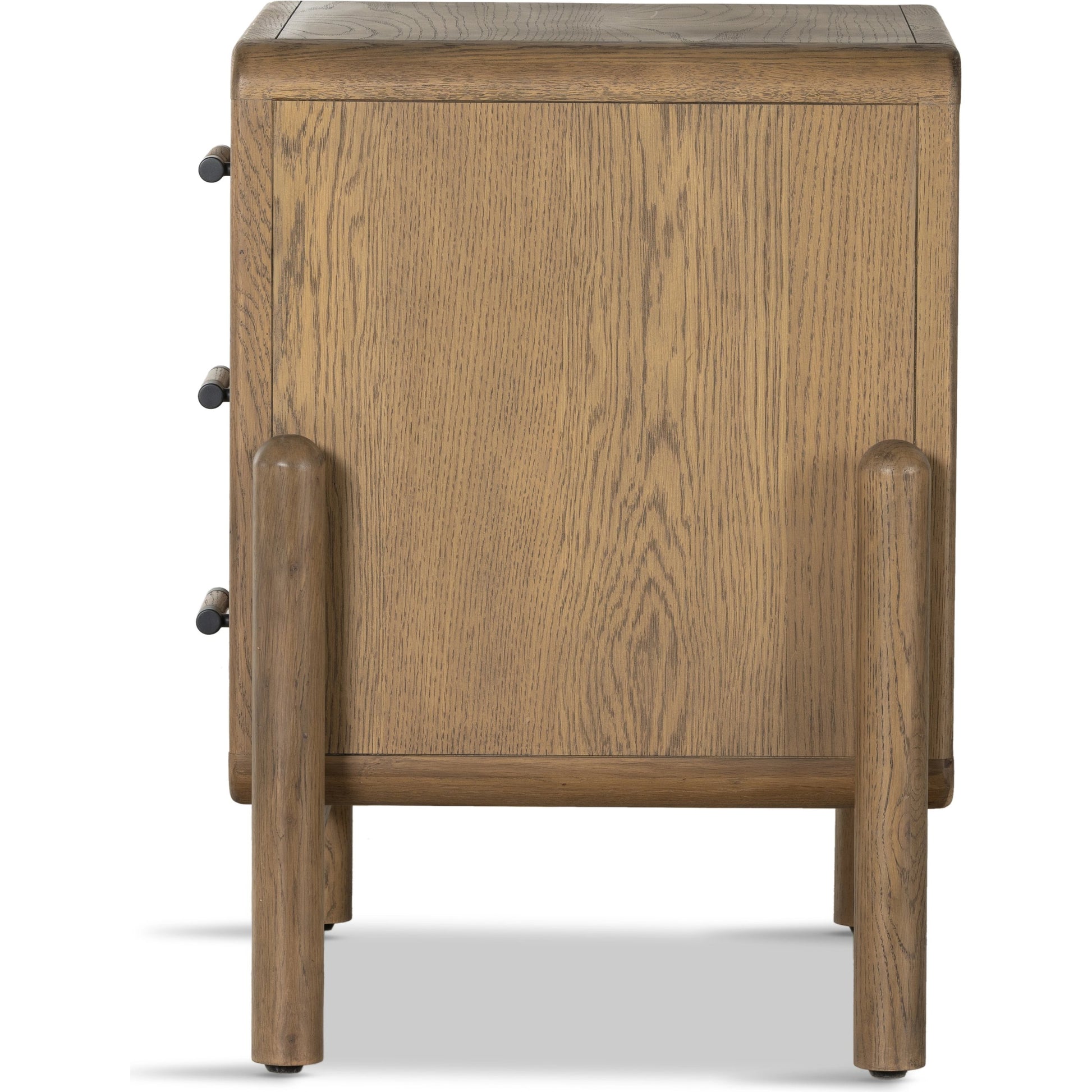 Caroline Nightstand by Four Hands in smoked oak, gunmetal grey. Made from oak veneer, solid oak in a modern style.