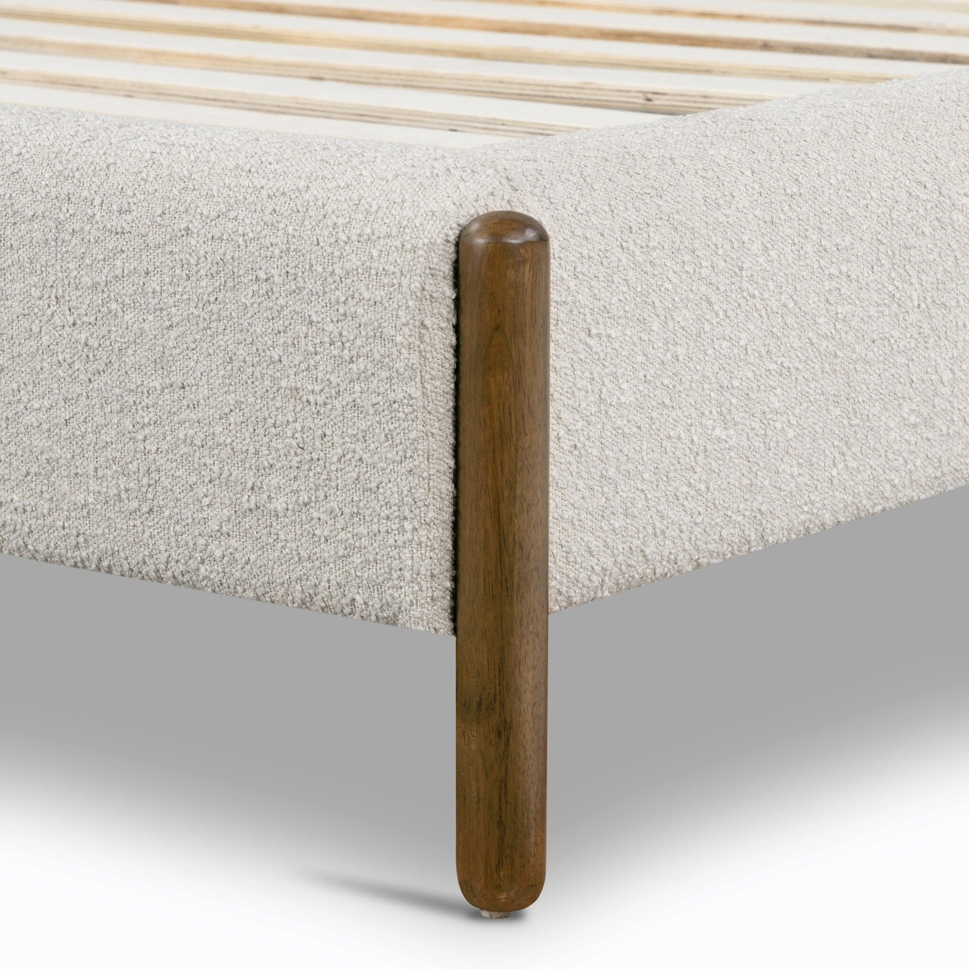 Emma Bed by Four Hands in weathered sepia, knoll sand. Made from 95% polyester, 5% acrylic, solid parawood in a modern style.