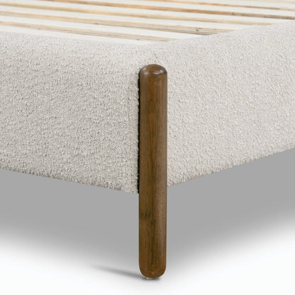 Emma Bed by Four Hands in weathered sepia, knoll sand. Made from 95% polyester, 5% acrylic, solid parawood in a modern style.
