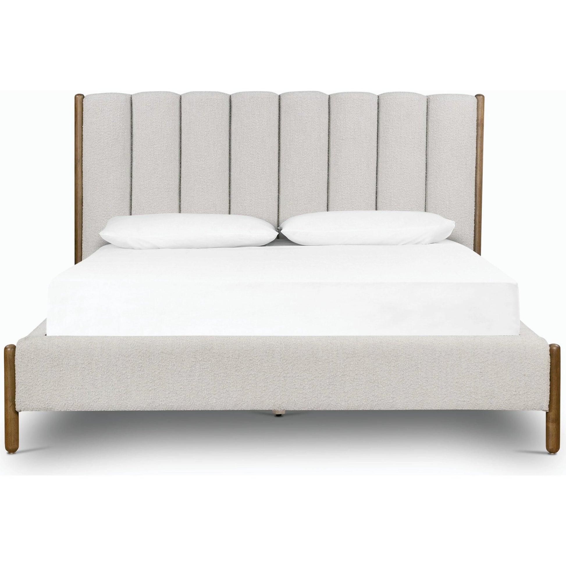 Emma Bed by Four Hands in weathered sepia, knoll sand. Made from 95% polyester, 5% acrylic, solid parawood in a modern style.