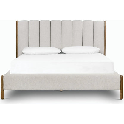 Emma Bed by Four Hands in weathered sepia, knoll sand. Made from 95% polyester, 5% acrylic, solid parawood in a modern style.