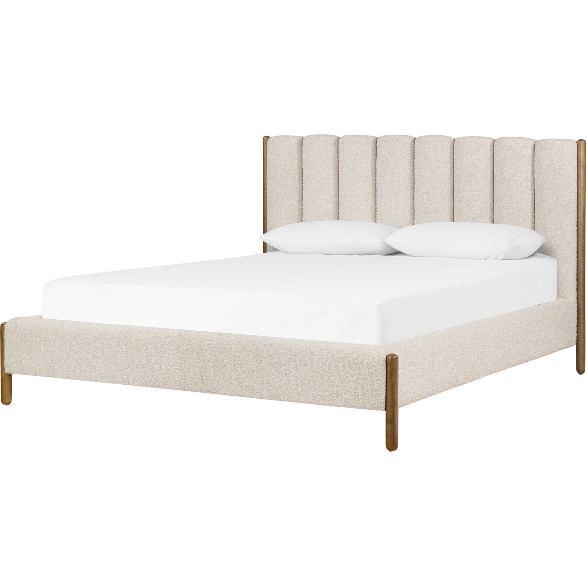 Emma Bed by Four Hands in weathered sepia, knoll sand. Made from 95% polyester, 5% acrylic, solid parawood in a modern style.