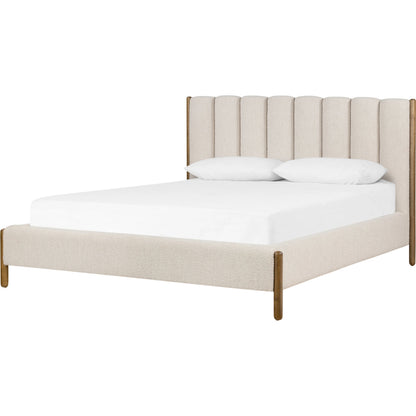 Emma Bed by Four Hands in weathered sepia, knoll sand. Made from 95% polyester, 5% acrylic, solid parawood in a modern style.