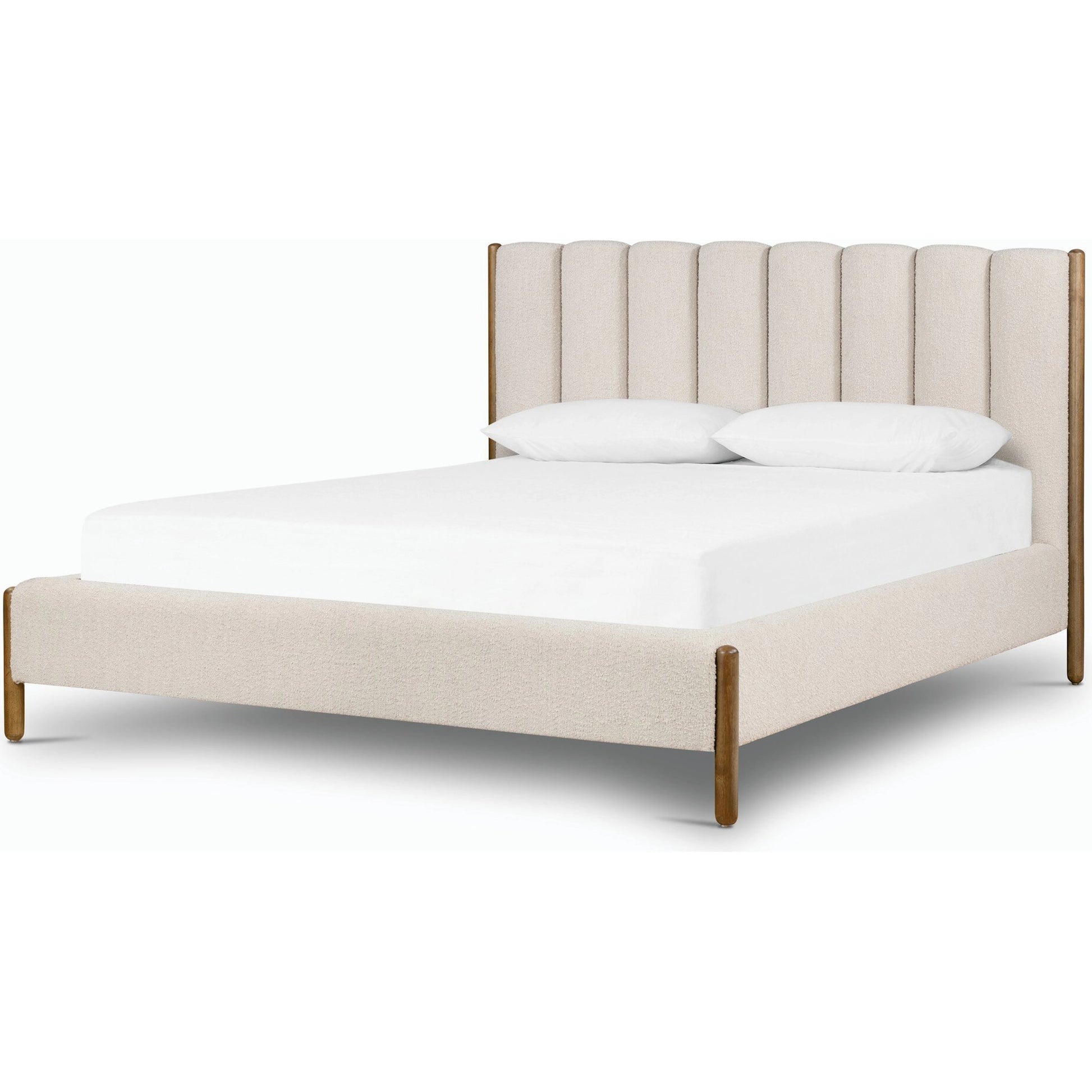 Emma Bed by Four Hands in weathered sepia, knoll sand. Made from 95% polyester, 5% acrylic, solid parawood in a modern style.