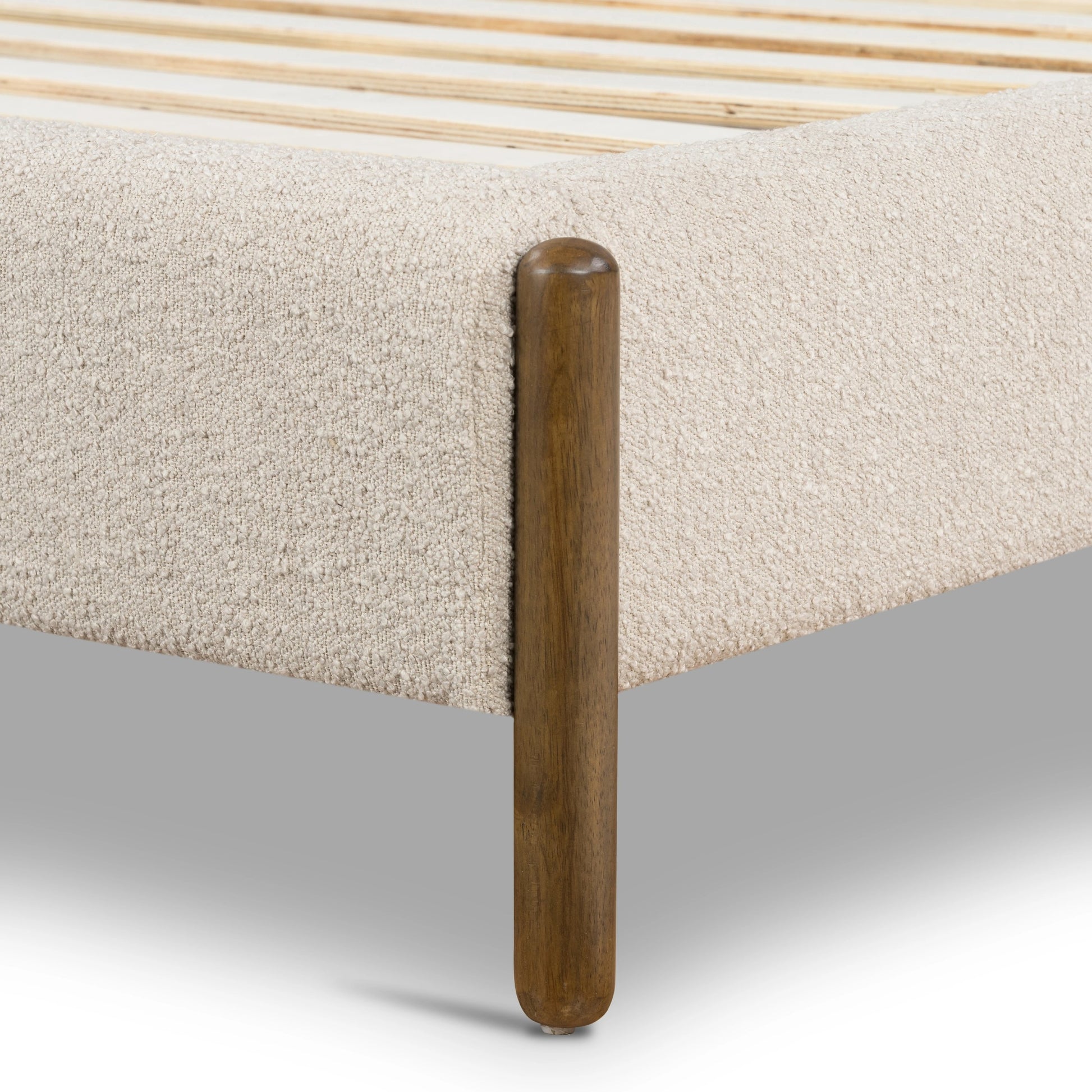 Emma Bed by Four Hands in weathered sepia, knoll sand. Made from 95% polyester, 5% acrylic, solid parawood in a modern style.