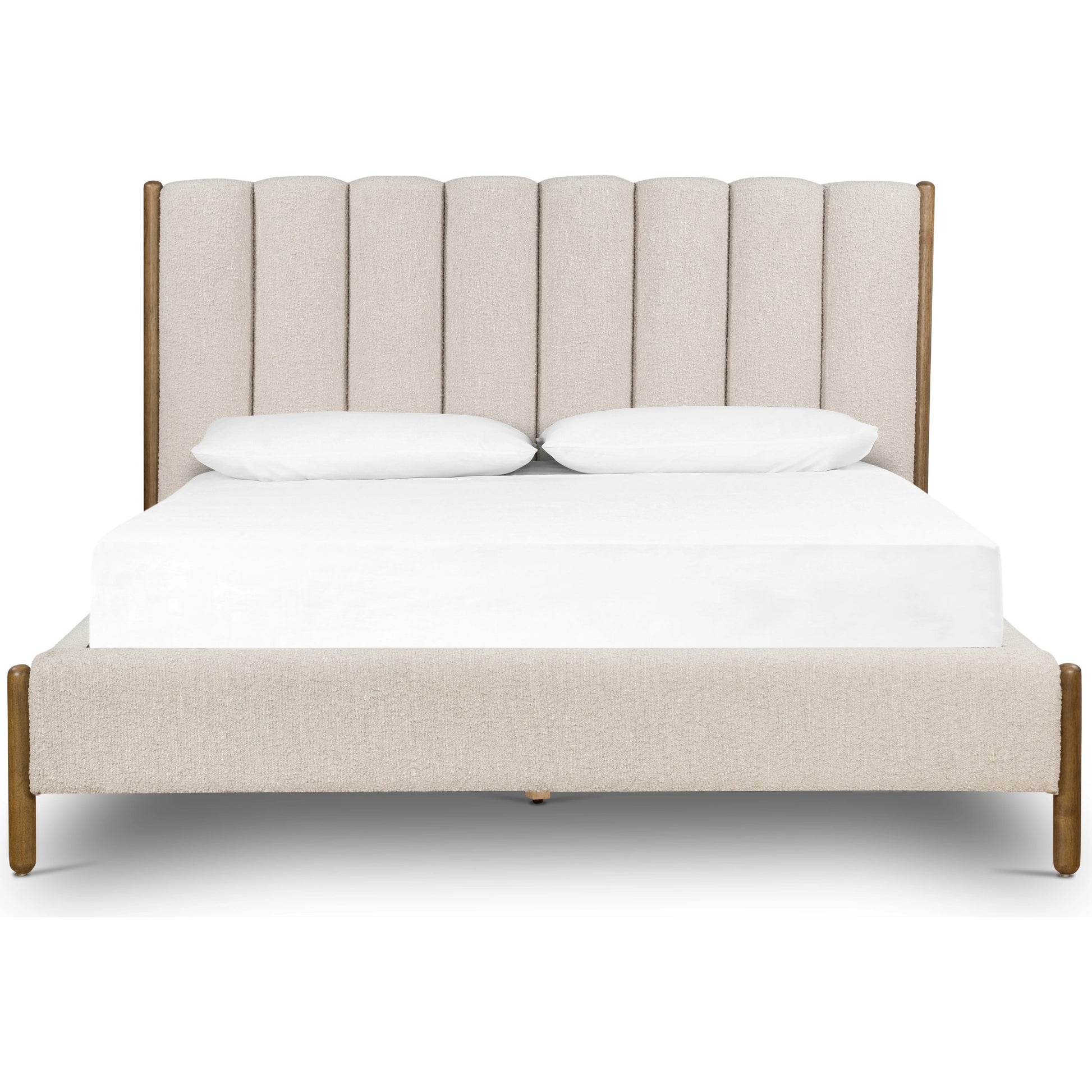 Emma Bed by Four Hands in weathered sepia, knoll sand. Made from 95% polyester, 5% acrylic, solid parawood in a modern style.