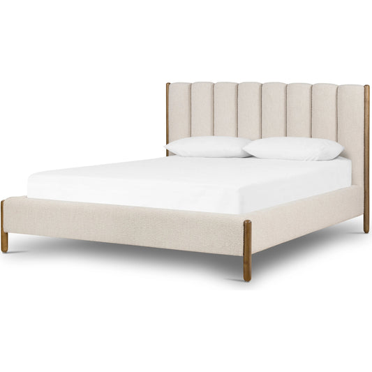 Emma Bed by Four Hands in weathered sepia, knoll sand. Made from 95% polyester, 5% acrylic, solid parawood in a modern style.