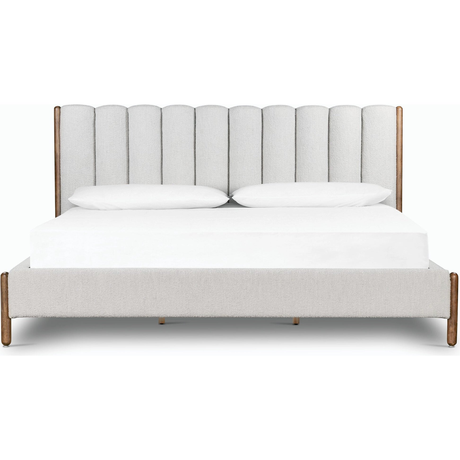Emma Bed by Four Hands in weathered sepia, knoll sand. Made from 95% polyester, 5% acrylic, solid parawood in a modern style.