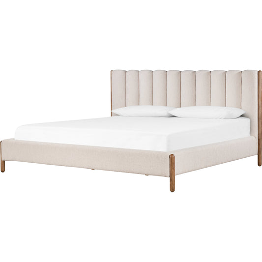 Emma Bed by Four Hands in weathered sepia, knoll sand. Made from 95% polyester, 5% acrylic, solid parawood in a modern style.