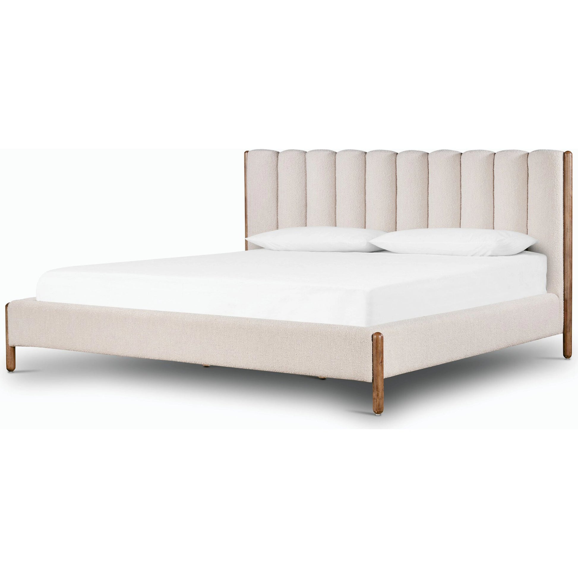 Emma Bed by Four Hands in weathered sepia, knoll sand. Made from 95% polyester, 5% acrylic, solid parawood in a modern style.