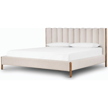 Emma Bed by Four Hands in weathered sepia, knoll sand. Made from 95% polyester, 5% acrylic, solid parawood in a modern style.