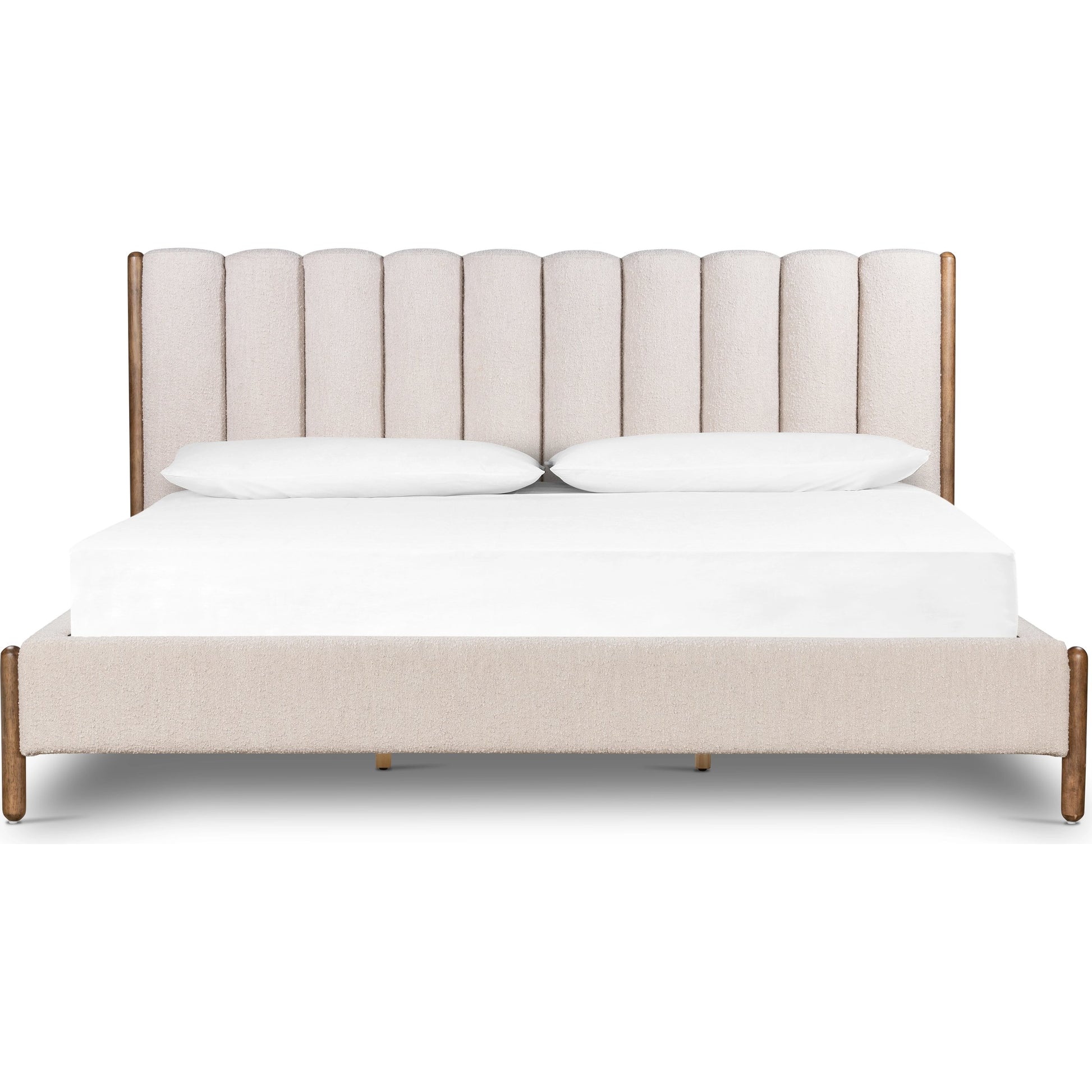 Emma Bed by Four Hands in weathered sepia, knoll sand. Made from 95% polyester, 5% acrylic, solid parawood in a modern style.