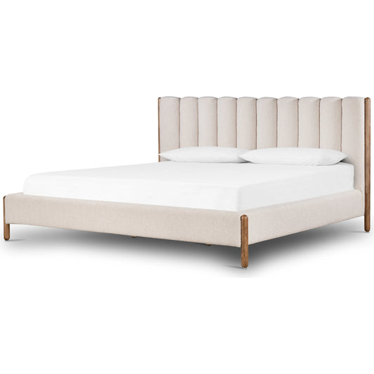 Emma Bed by Four Hands in weathered sepia, knoll sand. Made from 95% polyester, 5% acrylic, solid parawood in a modern style.