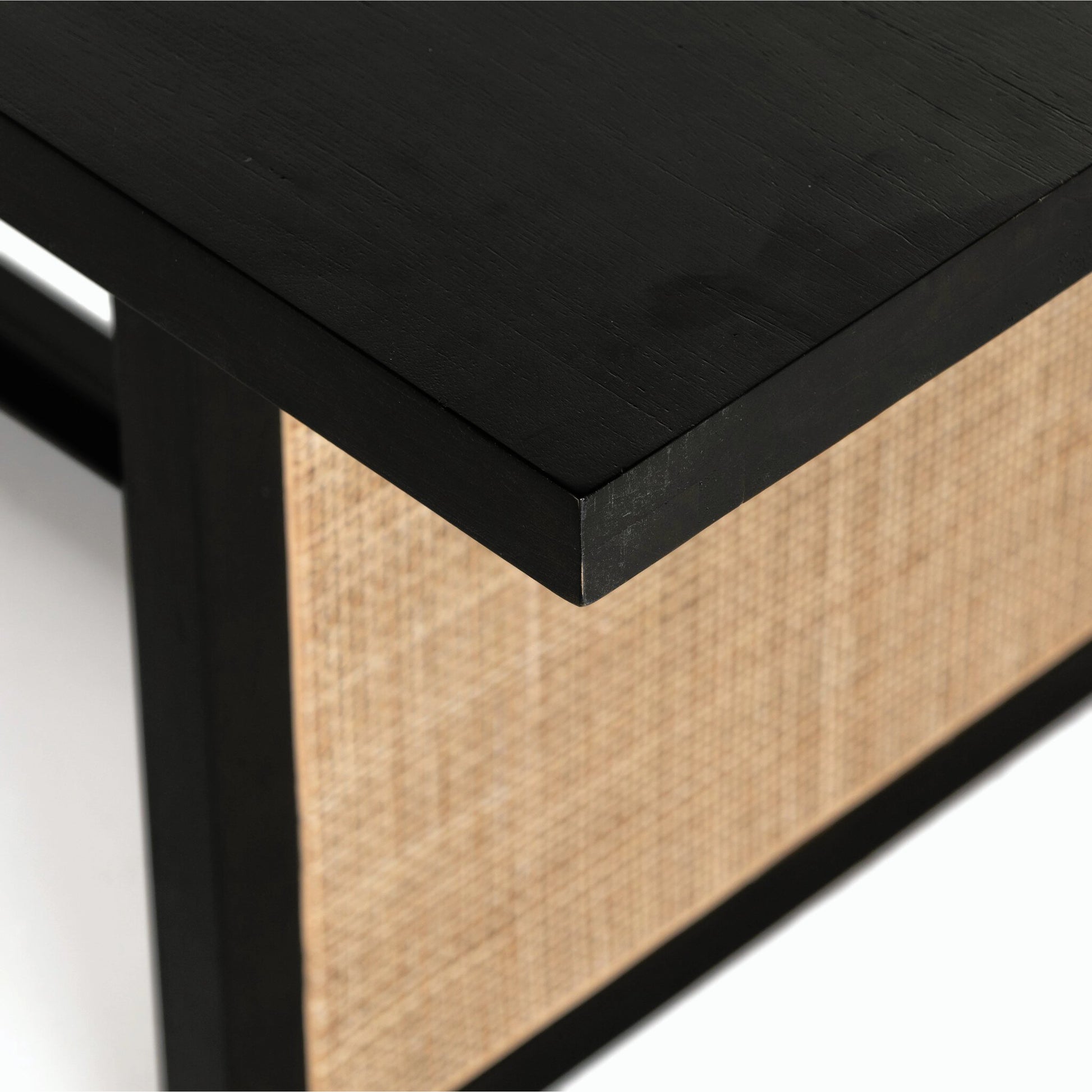 Clarita Dining Table by Four Hands in white wash mango, natural cane and white wash mango. Made from solid mango in a coastal style.