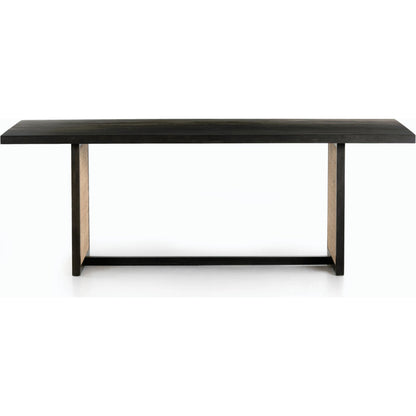 Clarita Dining Table by Four Hands in white wash mango, natural cane and white wash mango. Made from solid mango in a coastal style.