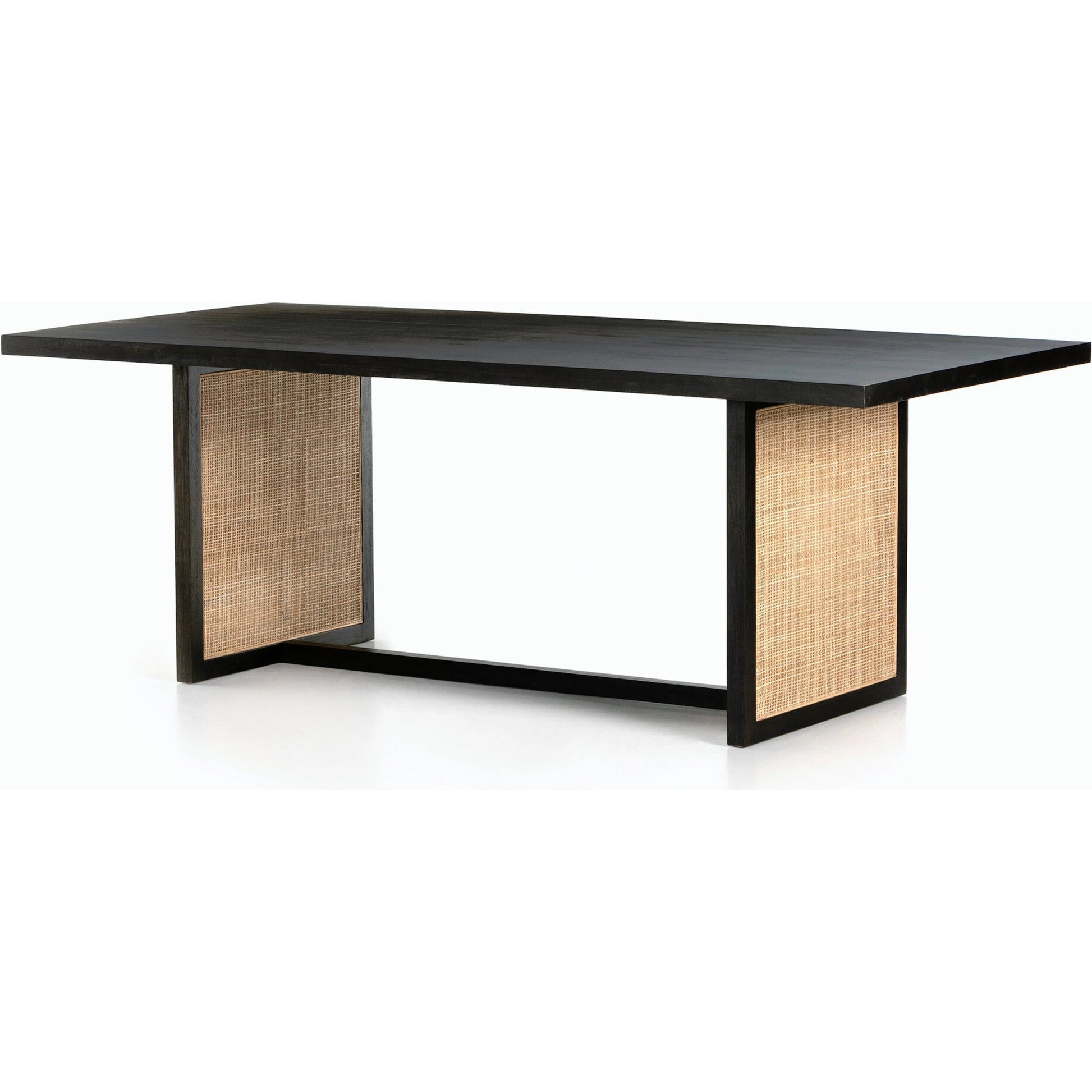 Clarita Dining Table by Four Hands in white wash mango, natural cane and white wash mango. Made from solid mango in a coastal style.