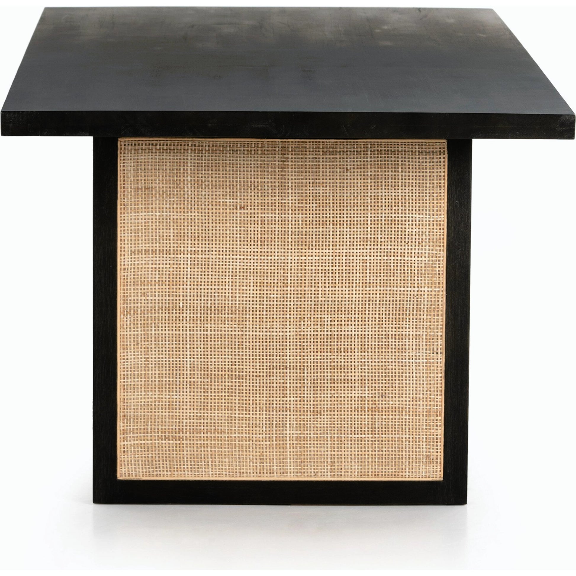 Clarita Dining Table by Four Hands in white wash mango, natural cane and white wash mango. Made from solid mango in a coastal style.