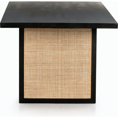 Clarita Dining Table by Four Hands in white wash mango, natural cane and white wash mango. Made from solid mango in a coastal style.