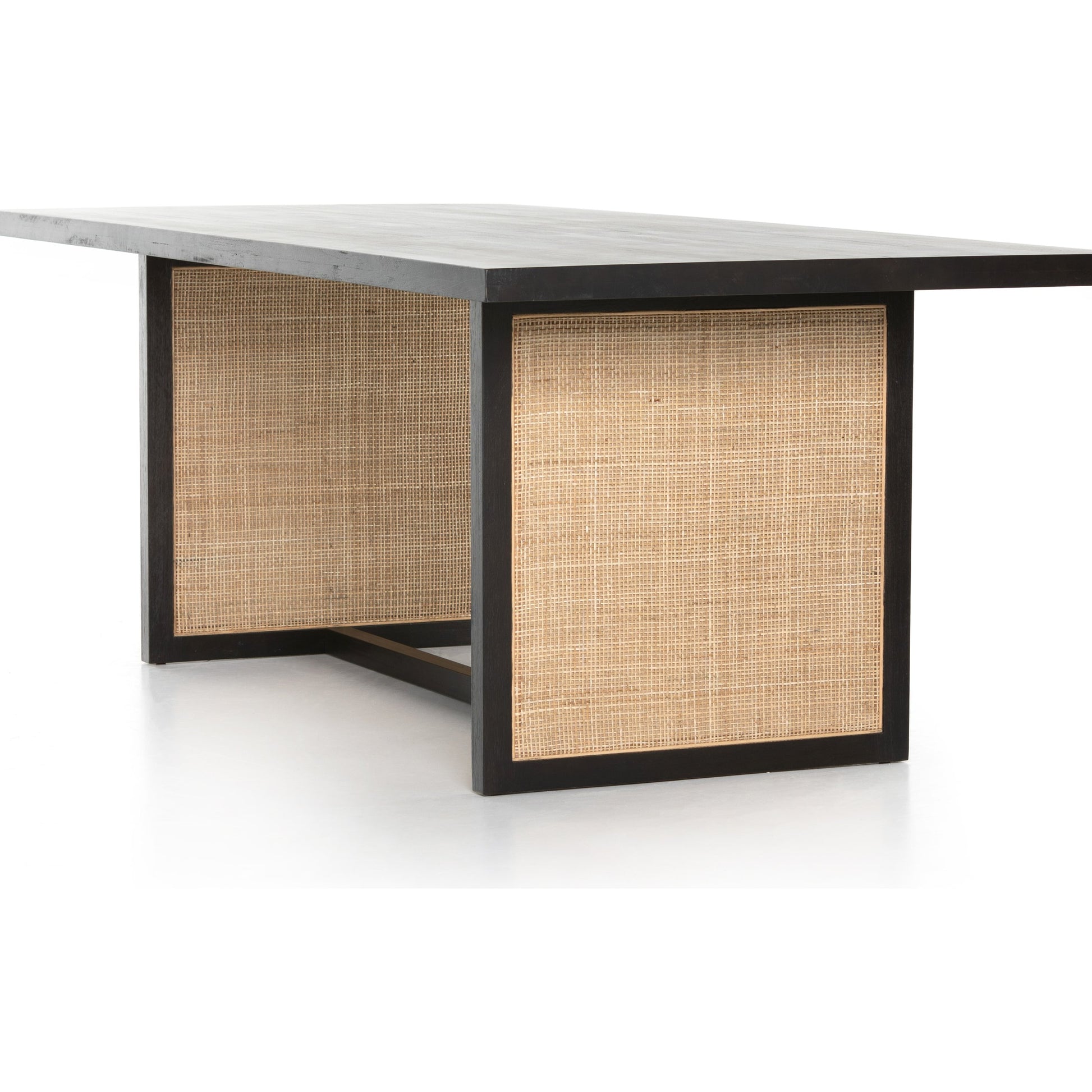 Clarita Dining Table by Four Hands in white wash mango, natural cane and white wash mango. Made from solid mango in a coastal style.