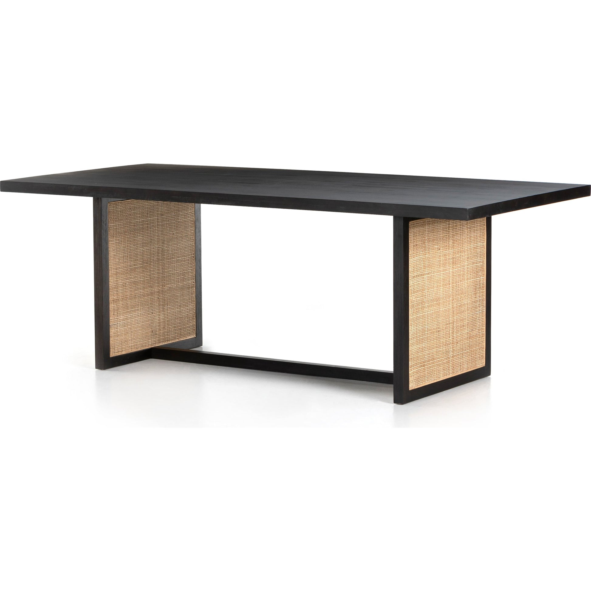 Clarita Dining Table by Four Hands in white wash mango, natural cane and white wash mango. Made from solid mango in a coastal style.