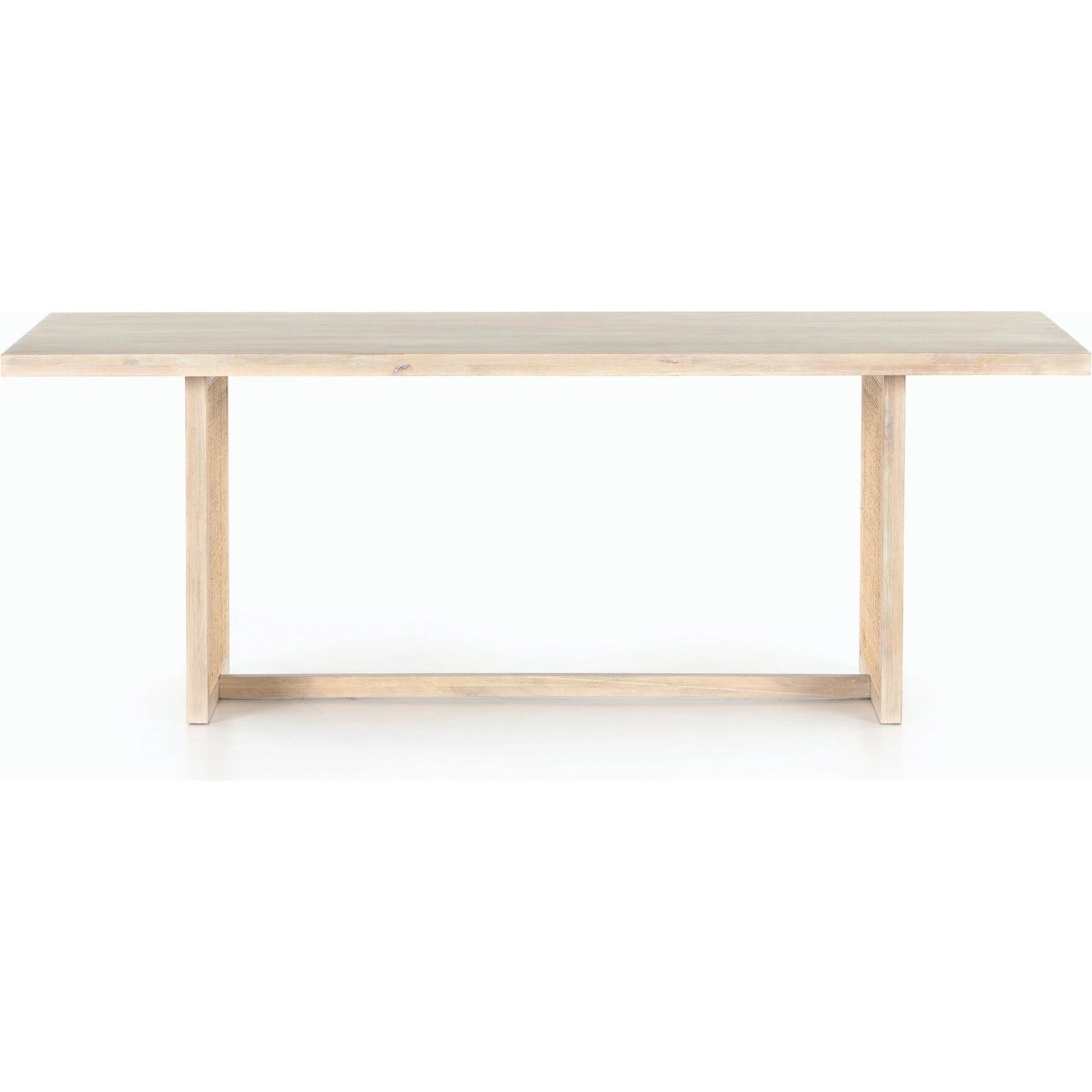 Clarita Dining Table by Four Hands in white wash mango, natural cane and white wash mango. Made from solid mango in a coastal style.