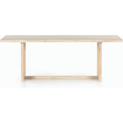 Clarita Dining Table by Four Hands in white wash mango, natural cane and white wash mango. Made from solid mango in a coastal style.