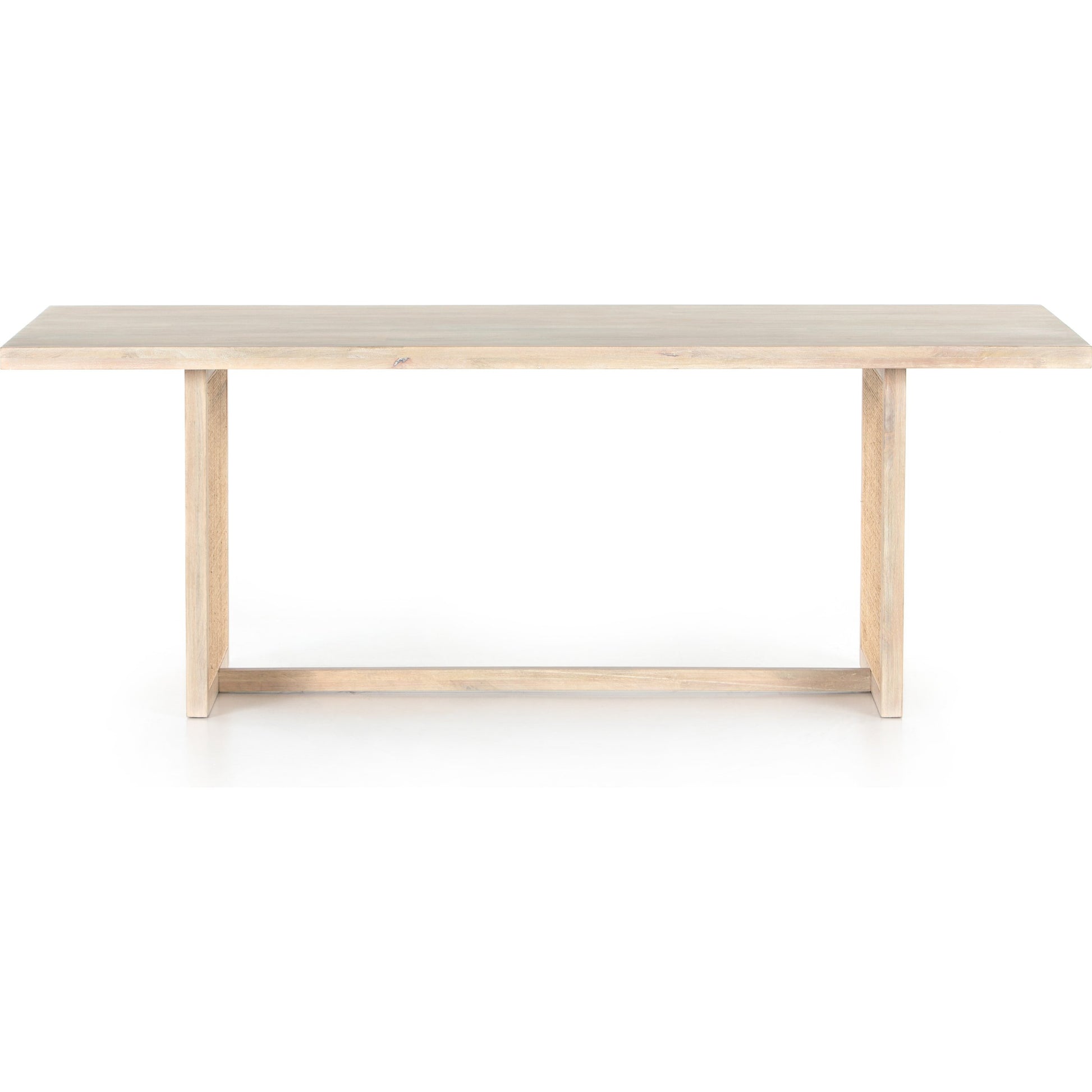Clarita Dining Table by Four Hands in white wash mango, natural cane and white wash mango. Made from solid mango in a coastal style.