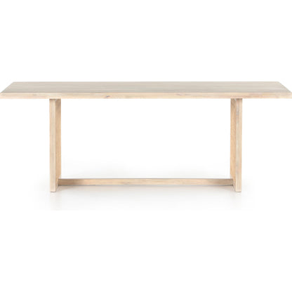 Clarita Dining Table by Four Hands in white wash mango, natural cane and white wash mango. Made from solid mango in a coastal style.